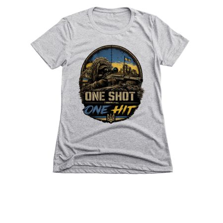 One shot! One hit!, a Dark Heather Grey Women's Slim Fit Tee