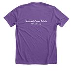 Celebrate Pride - Rainbow Dog & Cat, a Heather Team Purple Premium Unisex Tee (back-view)