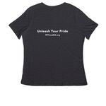 Celebrate Pride - Rainbow Dog & Cat, a Dark Grey Heather Women's Relaxed V-Neck Tee (back-view)