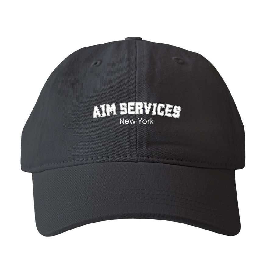 AIM Classic Hat, a Black Printed Pigment Dye Baseball Cap