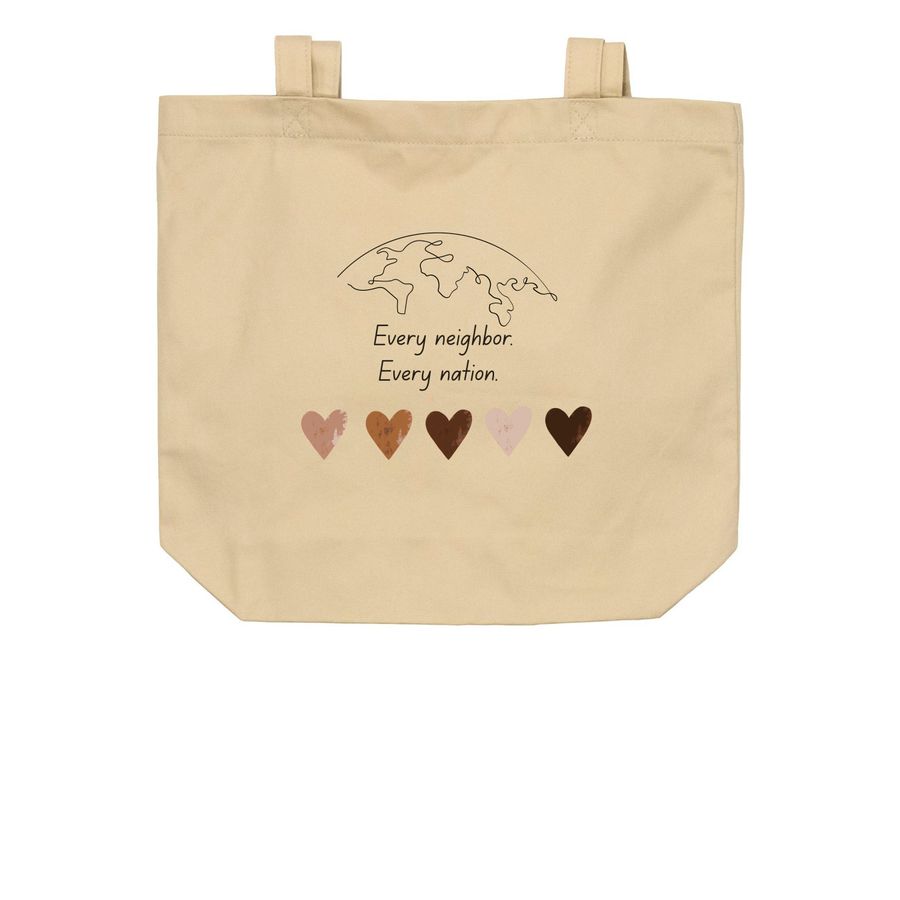 EVERY NEIGHBOR, a Oyster Organic Cotton Tote Bag