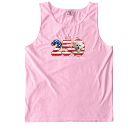 America 250: Home of the Brave & the Bichon, a Blossom Comfort Colors Tank Top
