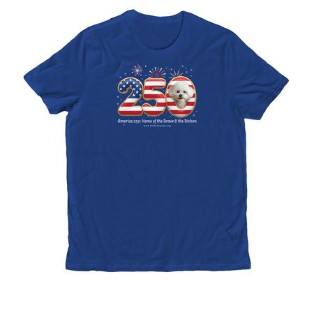 America 250: Home of the Brave & the Bichon, a Andromeda Blue Allmade Organic Cotton Unisex Tee
