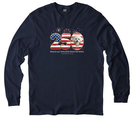 America 250: Home of the Brave & the Bichon, a Night Sky Navy Allmade Organic Cotton Long Sleeve Tee