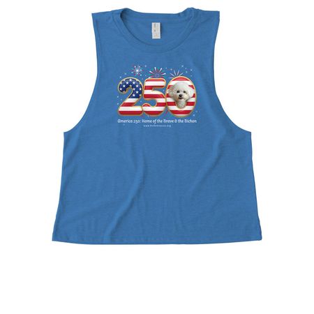 America 250: Home of the Brave & the Bichon, a Azure Blue Allmade Eco Triblend Women?s Muscle Tank