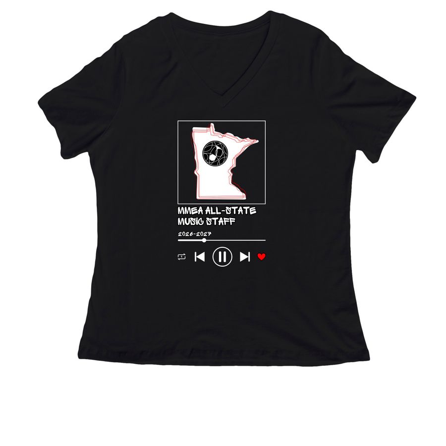 All-State MUSIC STAFF 2026-27, a Black Women's Relaxed V-Neck Tee