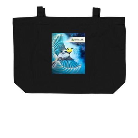 A Golden-Cheeked Future, a Black Large Organic Cotton Tote Bag