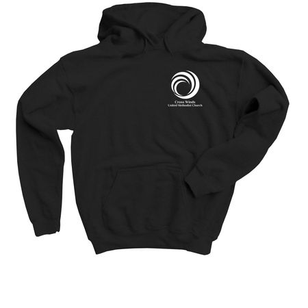 Cross Winds White Logo Shirts, a Black Youth Pullover Hoodie