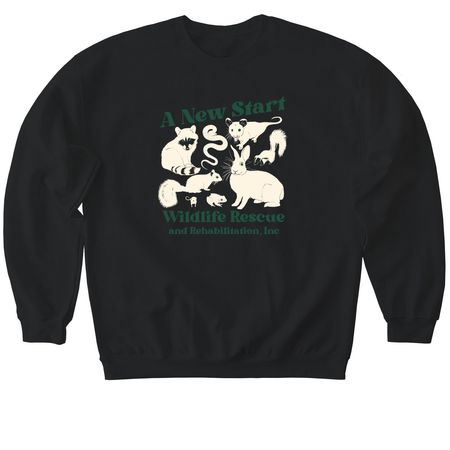 A New Start Wildlife Rescue, a Black Softstyle Crewneck Sweatshirt