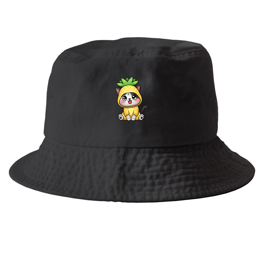 St. Jude: Pineapple Toph- Hats, a Black Printed Bucket Hat