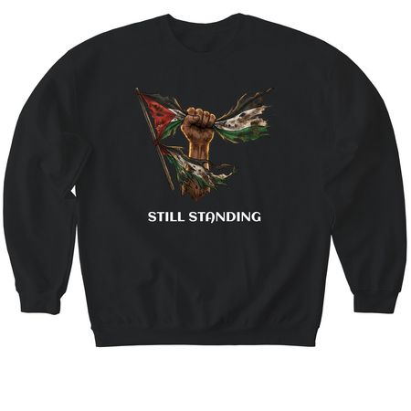 We are still standing, a Black Softstyle Crewneck Sweatshirt