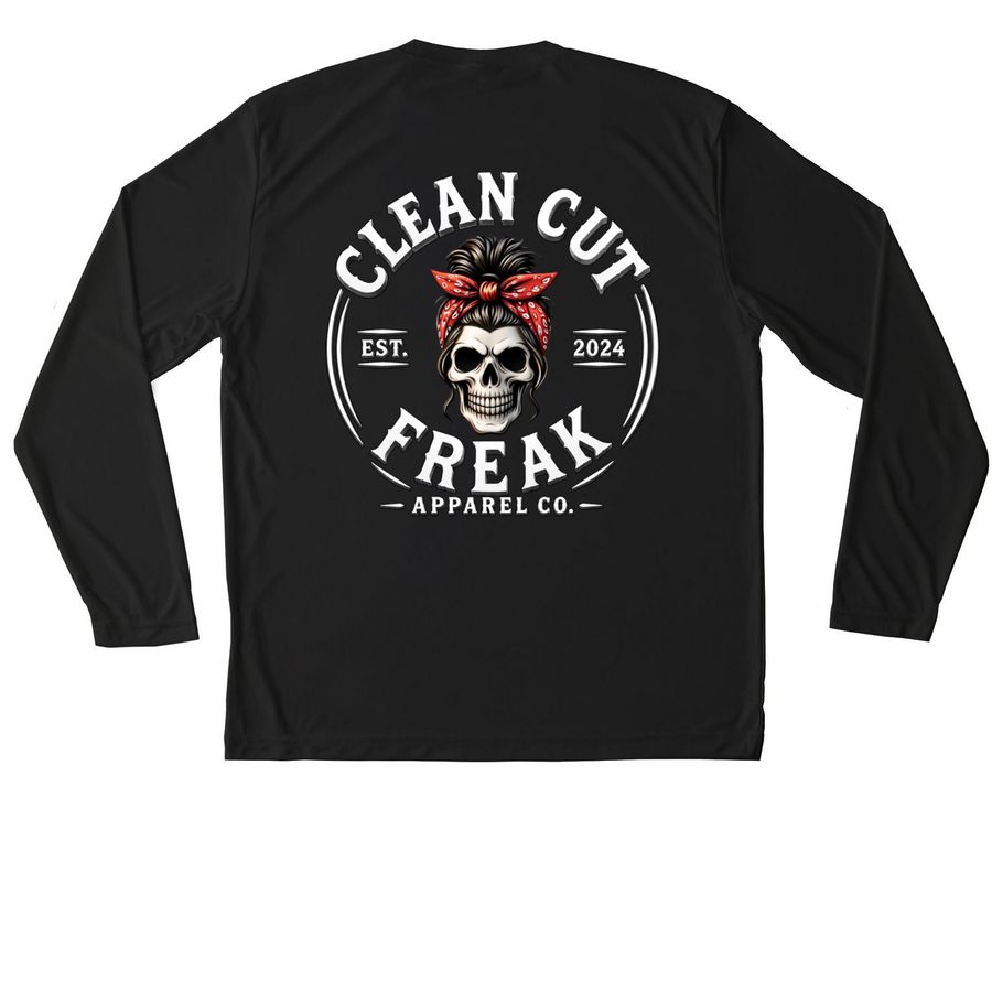 Women?s Active Wear, a Black Unisex Performance Long Sleeve Tee