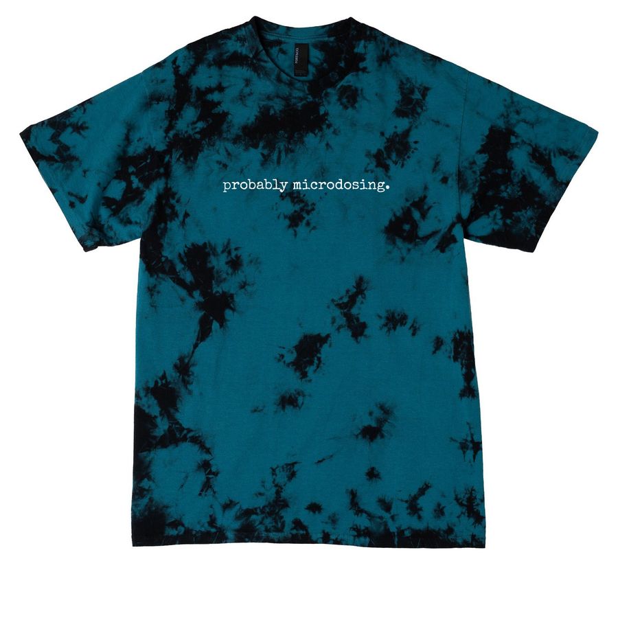 Probably Microdosing Logo Tie Dye Tee&nbsp;, a Black/ Teal Crystal Tie Dye Tee