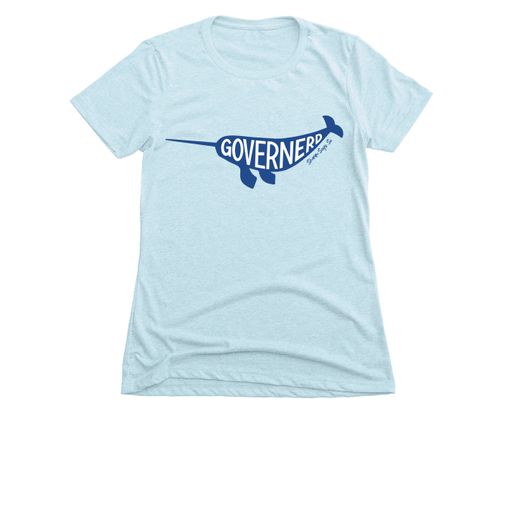 Governerd Narwhal, Blue Logo Ice Blue Women's Slim Fit Tee