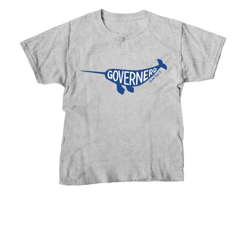 Governerd Narwhal, Blue Logo Sport Grey Youth Tee