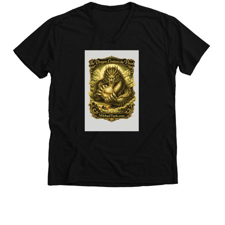 The Dragon Contains the Pearl, a Solid Black Blend Premium V-Neck Tee