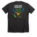 Support the Flock, a Dark Grey Heather Premium Unisex Tee (back-view)
