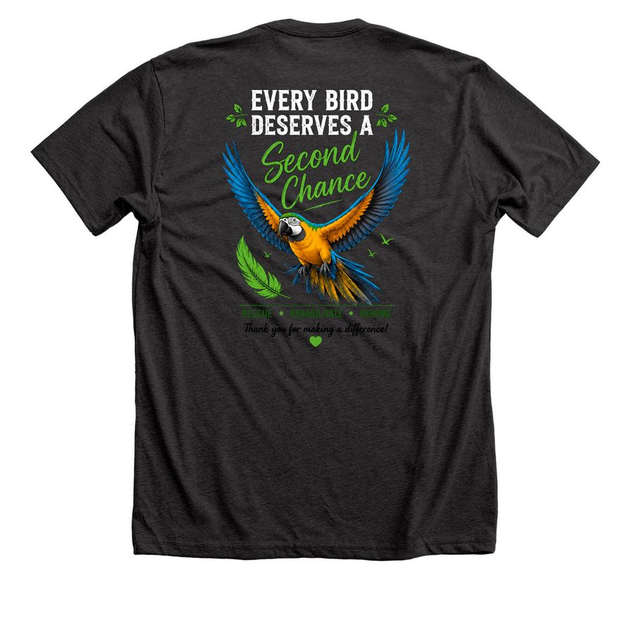 Support the Flock, a Dark Grey Heather Premium Unisex Tee (back-view)