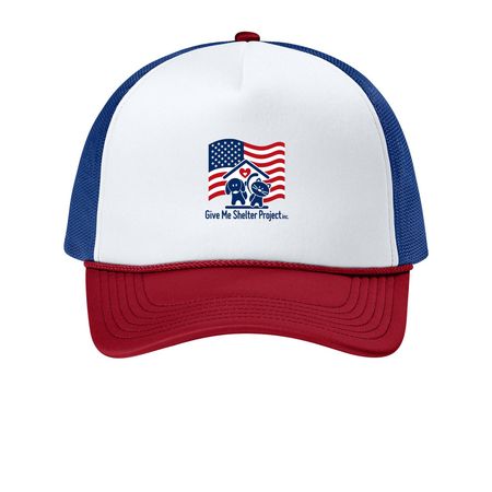 GMSP Americana Hat, a White/ Rich Red/ True Royal Printed Foam Trucker Hat