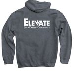 All of Us, a Dark Heather Pullover Hoodie (back-view)