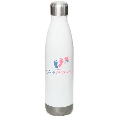 Tiny Footprints Water Bottle, a White Stainless Steel Water Bottle