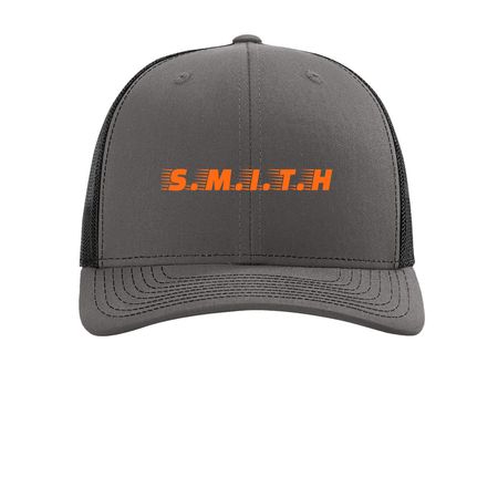 S.M.I.T.H, a Charcoal/ Black Printed Snapback Trucker Cap