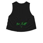 THRILLZ - HARVEST OF HORROR, a Solid Black Blend Women?s Cropped Racerback Tank (back-view)