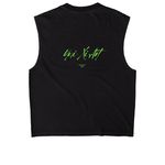 THRILLZ - HARVEST OF HORROR, a True Black Heavyweight Garment Dye Muscle Tee (back-view)
