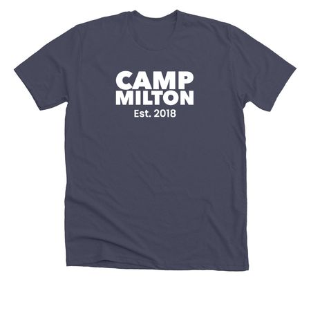 Camp Milton Est. 2018, a Heather Midnight Navy Premium Unisex Tee