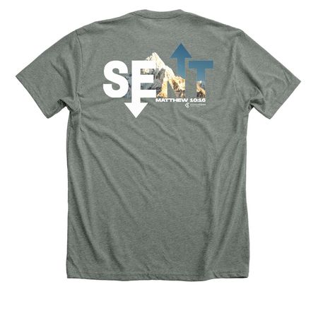 Sent, a Deep Heather Premium Unisex Tee (back-view)