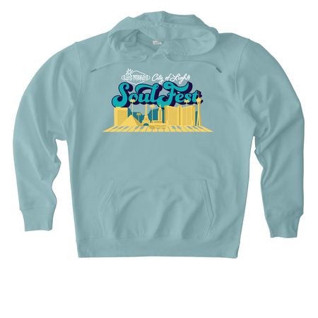 SoulFest Teal + Light, a Pebble Blue Stanley/Stella Unisex Cruiser 2.0 Pullover Hoodie