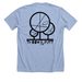Throw and Putt, a Heather Baby Blue Premium Unisex Tee (back-view)