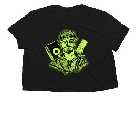 wmns pck, a Black Women?s Flowy Cropped Tee