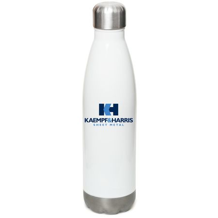 Kaempf & Harris Drinkware, a White Stainless Steel Water Bottle (back-view)