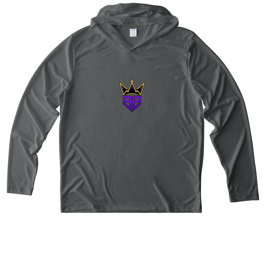 99ELITE LAUNCH ACTIVEWEAR, a Dark Smoke Grey UV Performance Long Sleeve Hoodie