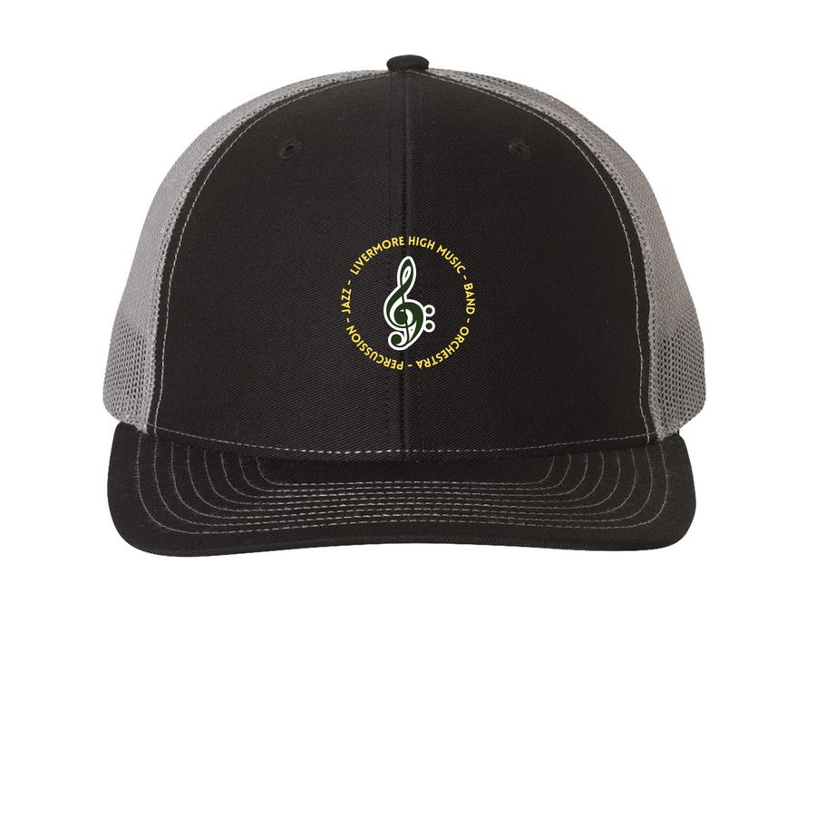 Trucker Hat, a Black/ Charcoal Printed Snapback Trucker Cap