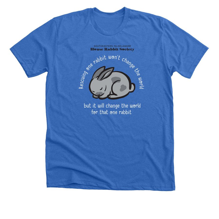 Rescuing One Rabbit, a Heather True Royal Premium Unisex Tee