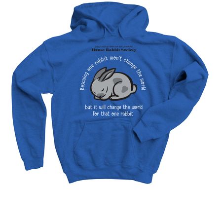 Rescuing One Rabbit, a Royal Blue Youth Pullover Hoodie
