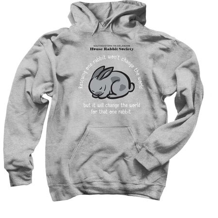 Rescuing One Rabbit, a Sport Grey Pullover Hoodie