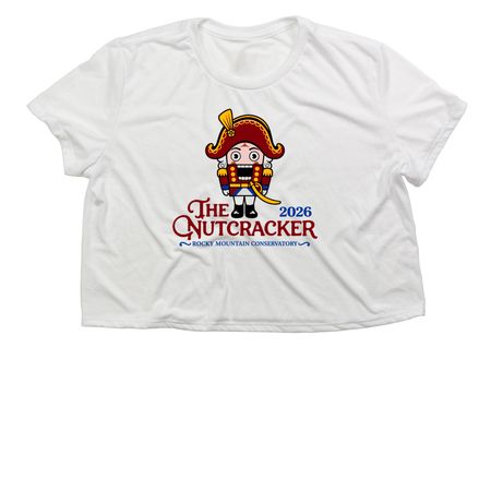 RMC Nutcracker Apparel, a White Women?s Flowy Cropped Tee