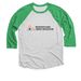 MPLA Logo 3/4 Sleeve Baseball Tee, a Envy and Heather White 3/4 Sleeve Baseball Tee