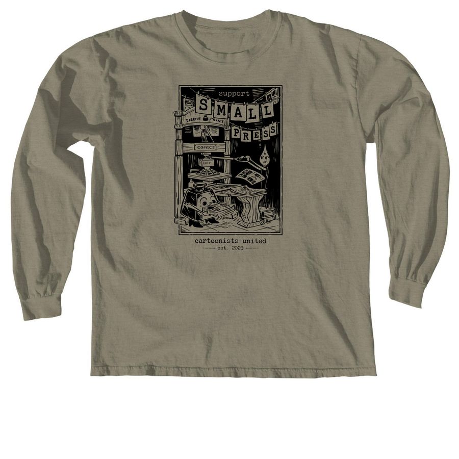 Support Small Press, a Sandstone Comfort Colors Long Sleeve Tee