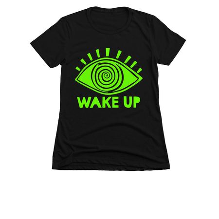 WAKE UP!!, a Black Women's Slim Fit Tee