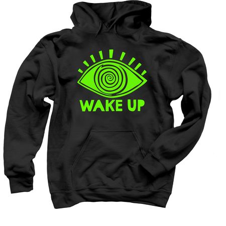 WAKE UP!!, a Black Pullover Hoodie