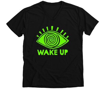 WAKE UP!!, a Solid Black Blend Premium V-Neck Tee
