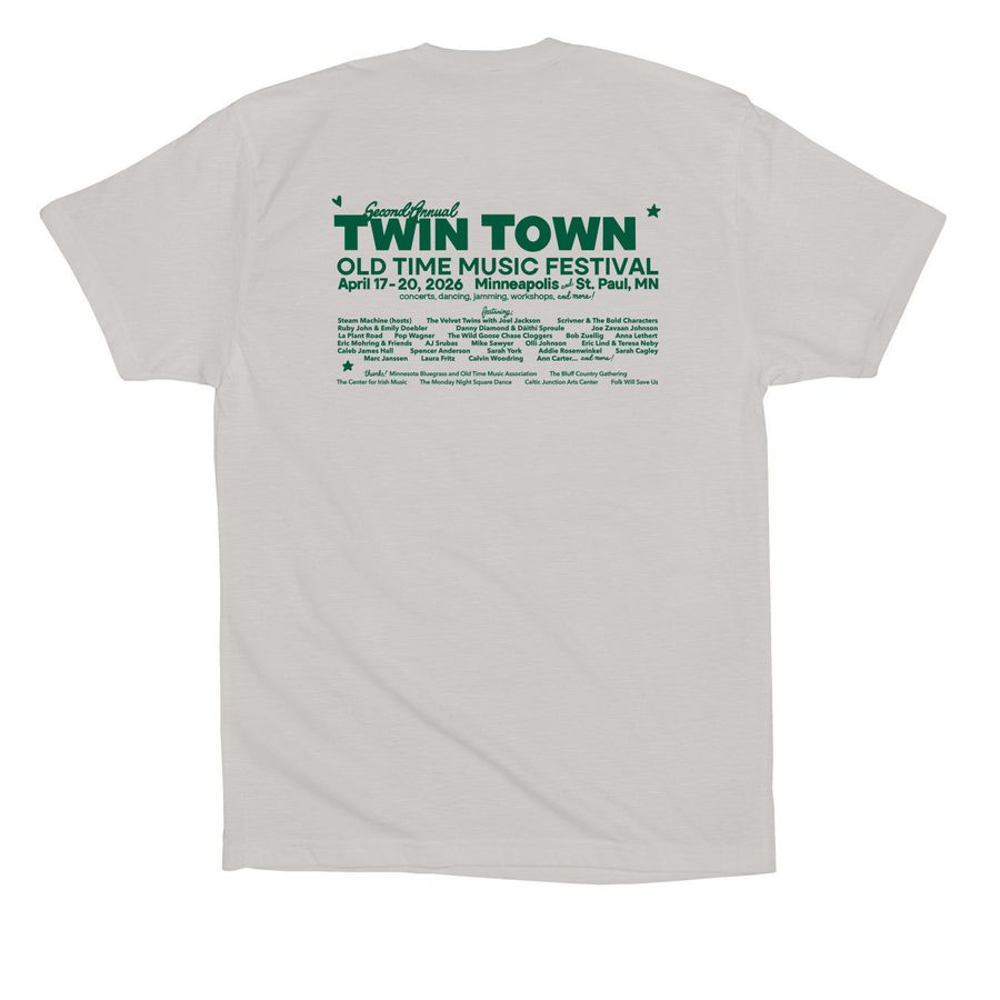 Twin Town Old Time Poster Design, a Solid Athletic Grey Premium Cotton Tee (back-view)