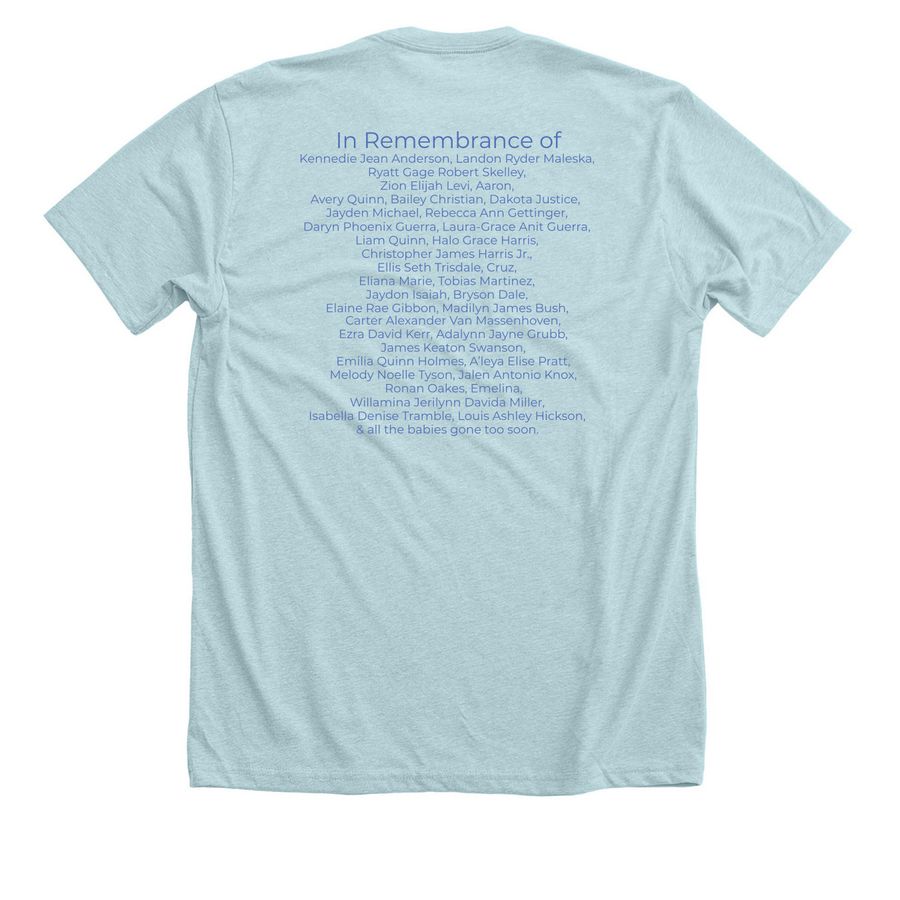 Mothers Day Remembrance (Batch 31), a Heather Ice Blue Premium Unisex Tee (back-view)