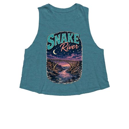 Perrine Nights, a Heather Deep Teal Women's Cropped Racerback Tank