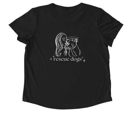 "Rescue Dogs" (White), a Deep Black Allmade Eco Triblend Women?s Scoop Neck Tee (back-view)