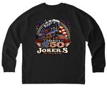 Jokers 250 OG, a Black Stanley/Stella Unisex Freestyler Heavyweight Long Sleeve Tee (back-view)